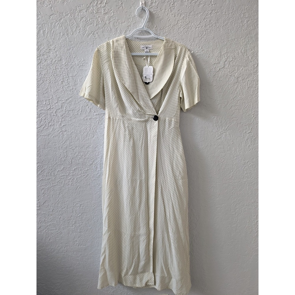 April Cornell Cottagecore Dress Women XS Rayon Pin Dot Shawl Collar Wrap Front